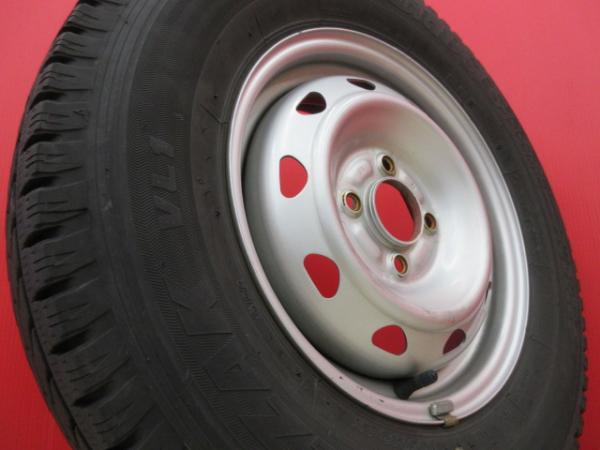 4本 165R13 6PR 165/80R13 ブリヂストン BLIZZAK VL1 ブリザック スチール ホイール 中古 セット NV150 AD バン 165/80R13 店頭歓迎 埼玉 鴻 ファミリアバン ビジネスワゴン Y11 【送料無料】【中古】画像