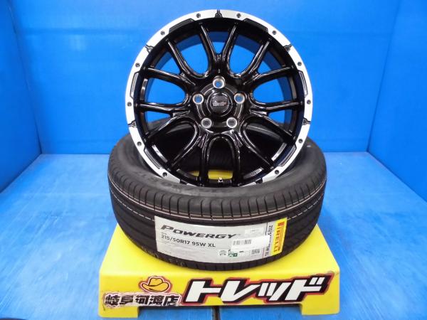 215/50R17 新品 夏タイヤホイール VENES SUV M7 17インチ 7.0J +48 5H114.3 ピレリ パワジー 215/50-17 組込済 4本SET サマータイヤ