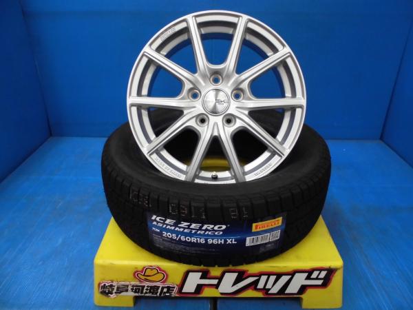205/60R16 新品 冬タイヤホイール SEIN-EK 16インチ 6.5J +45 5H114.3 アイスゼロアシンメトリコ 205/60-16 組込済 4本 スタッドレス 59,400円