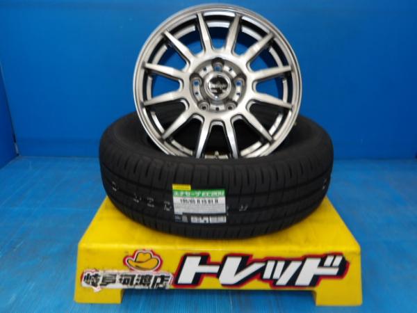 195/65R15 新品 夏タイヤホイール 送料無料 BEST Exchanger 012 15インチ 6.0J +43 5H 114.3 エナセーブ EC204 195/65-15 組込済 4本SET 渡|タイヤショップトレッド