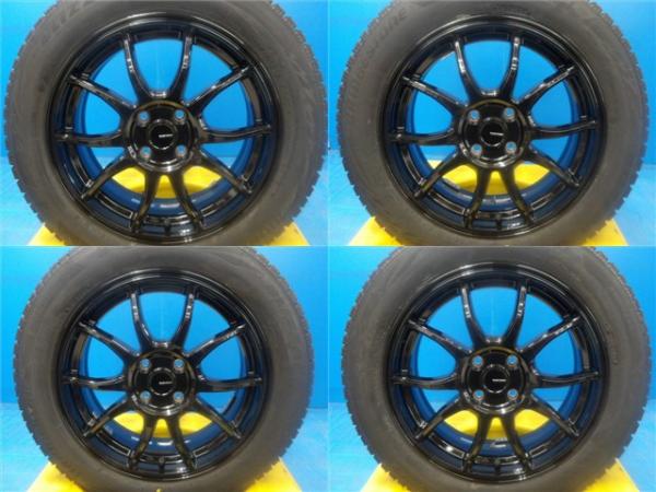 フィット MAZDA2 アクア 送料無料 4本セット 新品 国産 スタッドレス 冬 ブリヂストン ブリザック VRX2 185/60R16 中古 アルミ 渡 16インチ 4H100 BK 黒 G-SPEED ホットスタッフ HOTSTUFF
