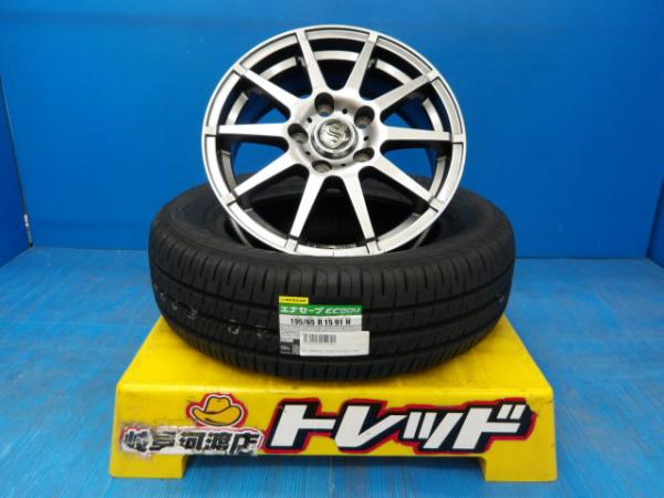195/65R15 夏タイヤホイール 送料無料 レアマイスター ストレンジャー 15インチ 6.0J +45 5H114.3 ダンロップ エナセーブ EC204 195/65-15 組込済 4本SET 渡 サマータイヤ|タイヤショップトレッド