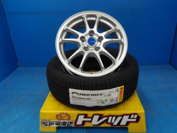 205/60R16 夏タイヤホイール 送料無料 エコフォルム SE-10 16インチ 6.5J +39 5H114.3 平座 ピレリ パワジー 205/60-16 組込済 4本SET 渡 サマータイヤ｜タイヤショップトレッド