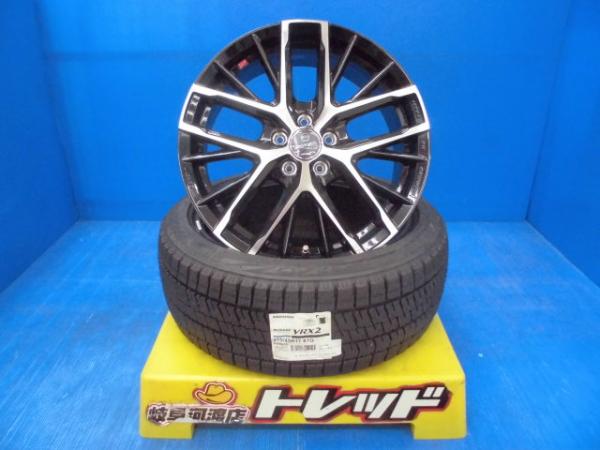 215/45R17 新品 冬タイヤホイール スマックレヴィラ 17インチ 7.0J +48 5H100 ブリヂストン VRX2 215/45-17 組込済 4本セット|タイヤショップトレッド