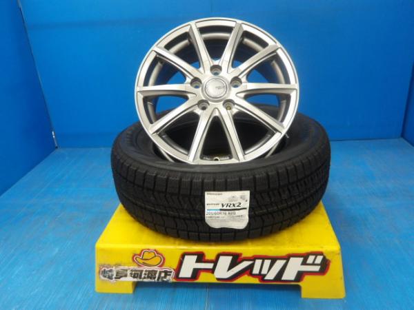 205/60R16 冬タイヤホイール 送料無料 TOPY シビラ ネクスト GS5 16インチ 6.5J +53 5H114.3 ブリヂストン ブリザック VRX2 205/60-16 組込済 4本SET 渡 スタッドレス
