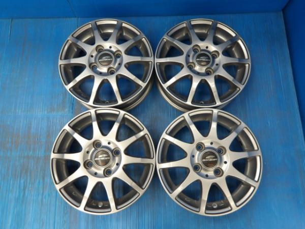 軽自動車 ミラ ライフ ekワゴン 送料無料 4本セット 中古 A-TECH SCHNEDER シュナイダー 13インチ 4H100 4.0J +42 渡 GM ガンメタ