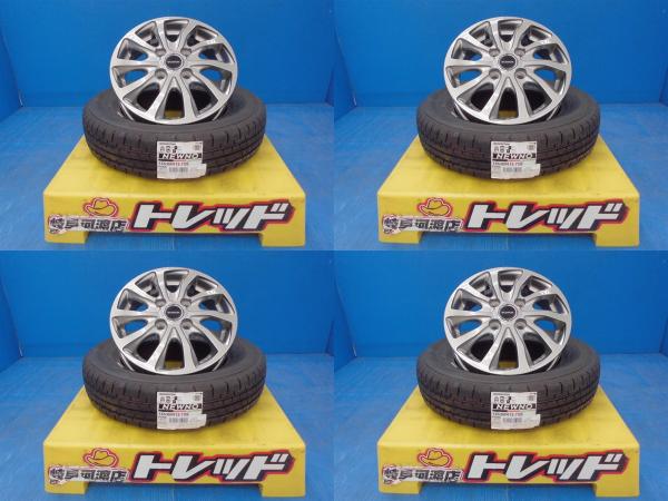 145/80R13 夏タイヤホイール 送料無料 バルミナ TR10 13インチ 4.0J +45 4H100 ブリヂストン ニューノ 145/80-13 組込済 4本SET 渡|タイヤショップトレッド