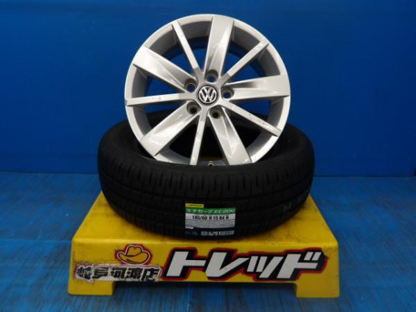 185/60R15 夏タイヤホイール 送料無料 ポロ純正アルミホイール 15インチ 6.0J +40 5H100 ダンロップ エナセーブ EC204 185/60-15 組込済 4本 渡 サマータイヤ|タイヤショップトレッド
