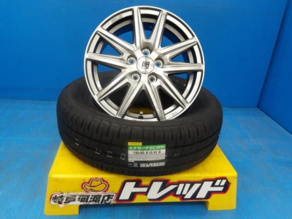 195/65R15 新品 夏タイヤホイール 送料無料 共豊 KYOHO SEIN SS ザイン 15インチ 6.0 +45 5H100 ダンロップ エナセーブ EC204 195/65-15 組込済 4本SET サマータイヤ