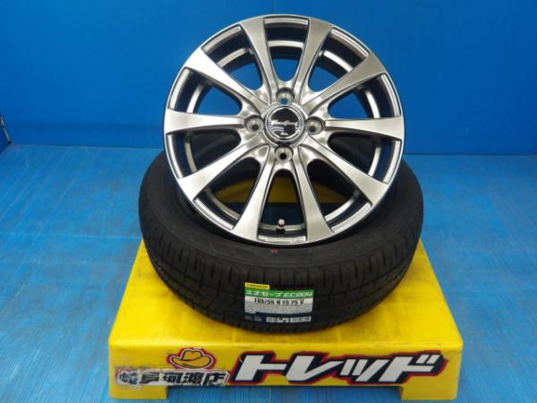 軽自動車 165/55R15 新品 送料無料 夏タイヤホイール ダンロップ エナセーブ EC204 165/55-15 ユーロスピード G10 15インチ 4.5J +45 4H100 4本SET 組込済 渡 サマータイヤ