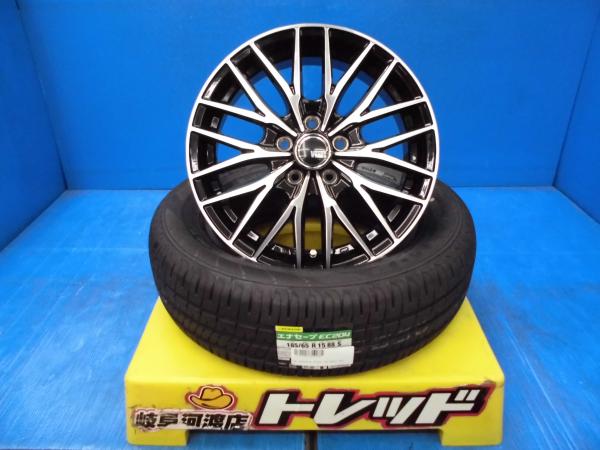 185/65R15 新品 夏タイヤホイール VENES FS01 6.0J +43 100 5H BKP ダンロップ エナセーブ EC204 185/65-15 組込済 4本セット 低燃費