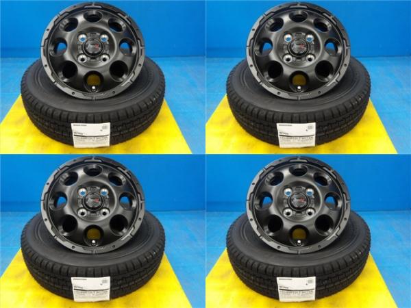 冬タイヤ 145R12 LT 6PR 新品 ブリヂストン W300 12インチ VENES SUV 4J +42 4H PCD100 黒 グロスブラック スタッドレスタイヤホイール 4本SET 軽トラ 軽バン 組込済｜タイヤショップトレッド 34,320円