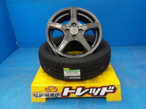 185/60R15 夏タイヤホイール 送料無料 ブリヂストン トップラン VR5 15インチ 5.5J +52 4H100 ダンロップ エナセーブ EC204 185/60-15 組込済 4本SET 渡 サマータイヤ