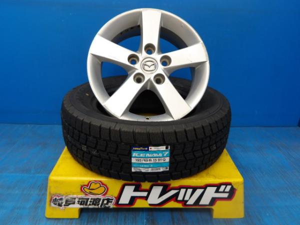 195/65R15 冬タイヤホイール 送料無料 マツダ プレマシー純正 アルミホイール 15インチ 6.0J +52.5 5H114.3 グッドイヤー アイスナビ7 195/65-15 組込済 4本SET 渡 スタッドレス|タイヤショップトレッド