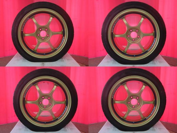 限定1台 86 プリウス 中古ホイール中古タイヤ4本セット ADVAN Racing 17 7.5 +48 5H100 ダンロップ DIREZZA DZ101 215/45R17 夏タイヤ