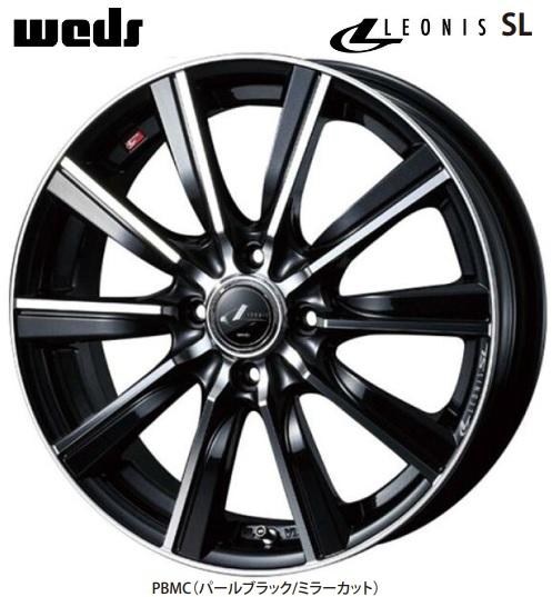 処分市 新品ホイール単品4本SET 5.0J+45 4H-100 16インチ 軽自動車用 WEDS レオニスSL パールブラック/ミラーカット N BOX ムーヴ 等