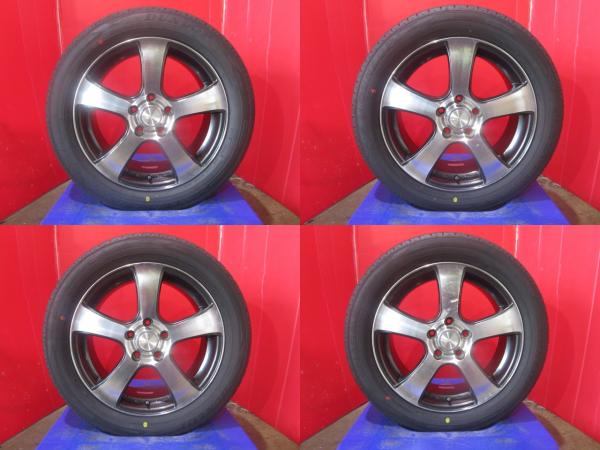 限定1台 ヴェゼル オデッセイ 中古ホイール新品タイヤ4本セット ROZEST 17 7.0 +55 5H114.3 ダンロップ RV505 215/55R17 夏