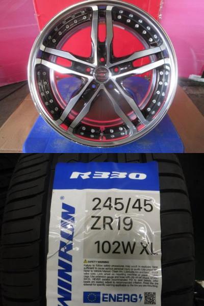 4本SET 中古ホイール 共豊 SHALLEN XF-55 8.0J+48 5H-114.3 新品サマータイヤ ウィンラン R330 2025年 245/45R19インチ SK系 フォレスター レイバック 51系 フーガ