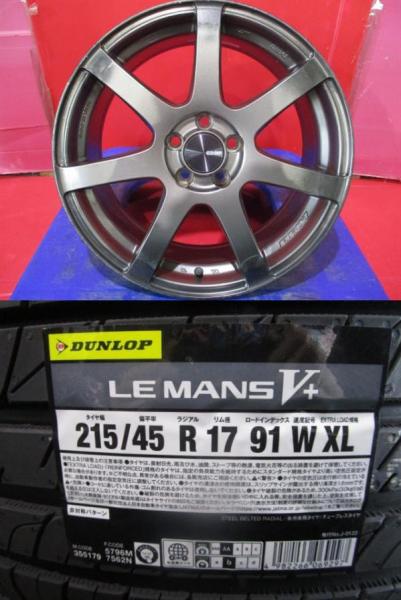 4本SET 中古ホイール ENKEI PF07 7.0J+48 5H-100 新品低車外音サマー AA低燃費タイヤ ダンロップ ルマン5+ LEMANS V+ 215/45R17インチ BL系 レガシィB4 BP系 レガシィツーリングワゴン｜タイヤショップトレッド