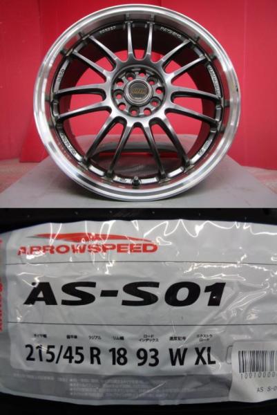 4本SET 中古ホイール RAYS VOLK RACING RE30 7.5J+50 5H-100 新品サマータイヤ アロースピード S01 2025年製 215/45R18インチ ウィッシュ GP系 インプレッサスポーツ|タイヤショップトレッド