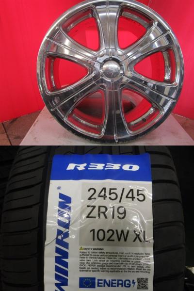 4本SET 中古ホイール Lowen hart LD6-LX 8.0J+43 5H-114.3 新品サマータイヤ ウィンラン R330 2025年製 245/45R19インチ 10系 NX ヴァンガード スカイラインクロスオーバー