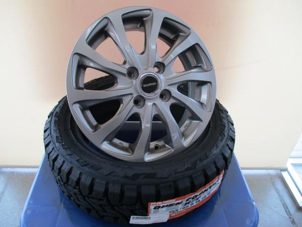 4本SET 中古ホイール ブリヂストン バルミナT10 新品 トーヨー オープンカントリーRT 2025年 155/65R14インチ LA650系 タントファンクロス ミライース ムーヴキャンバス｜タイヤショップトレッド