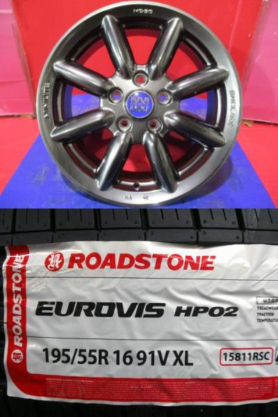 4本SET 中古ホイール TAS MINILITE ミニライト MC-50 6.5J+50 5H-112 新品サマータイヤ ロードストーン EUROVIS HP02 2026年製 195/55R16インチ F55 F56 F57 MINIコンバーチブル|タイヤショップトレッド