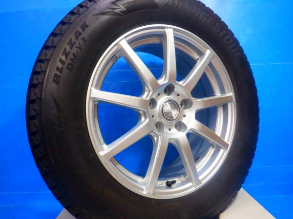 中古 4本set 225/65R17 スタッドレスタイヤ アルミホイール付き レクサスNX 10系 RAV4 ハリアー60系/80系 エクストレイルT32系 CX-5 エスクード等 SUV車に ブリヂストン ブリザックDM-V3 225/65-17 ravrion 17インチ 5穴 PCD114.3 冬タイヤホイールセット 雪用 スノータイヤ｜タイヤショップトレッド