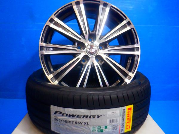 4本set 205/50R17 新品サマータイヤ ピレリ パワジー 中古アルミホイール SMACK SPARROW 17インチ 7.0J+38 5穴 PCD114.3 カロ−ラルミオン 150系 マーク2クリオス等に タイヤホイールセット 低燃費タイヤ エコタイヤ インチアップに|タイヤショップトレッド