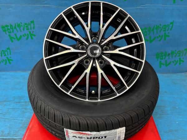 アルファード ヴェルファイア エクストレイル 215/65R16 新品サマータイヤアルミ 4本セット 夏タイヤ アロースピード AS HP01 215/65/16 98H 2025年製 アルミ TREAD VENES FS01 BKP 16インチ 6.5J+38 5H PCD114.3 夏タイヤ 庄