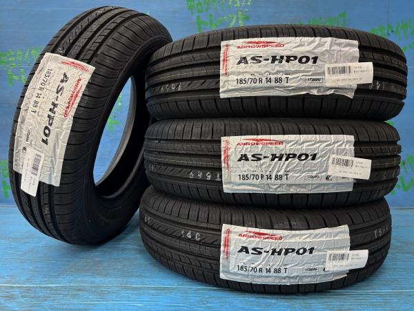 ノート フリード アリオン ヌエラ 185/70R14 新品サマータイヤ 4本セット アロースピード AS HP01 185/70/14 88T 2025年製 14インチ 夏タイヤ 庄