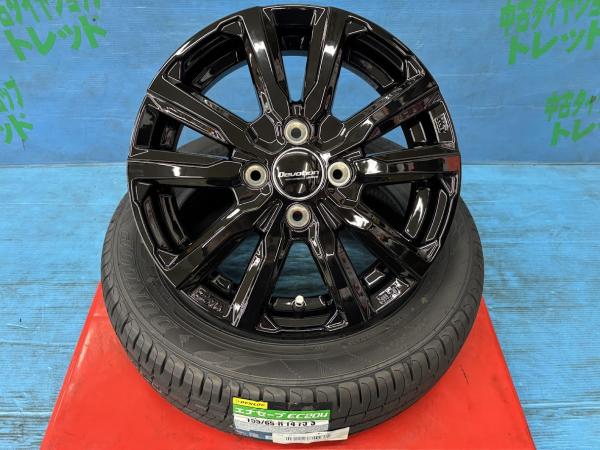 サクラ デイズ N-WGN スペーシア 155/65R14 新品サマータイヤアルミ 4本セット 夏タイヤ ダンロップ エナセーブ EC204 155/65/14 75S 2024年製 アルミ KYOHO デヴォーションD5 14インチ 4.5J+45 4H PCD100 夏タイヤ 庄 N-BOX ワゴンR ウェイク ムーヴ