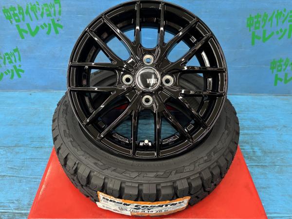 サクラ デリカミニ eKクロスEV 155/65R14 新品サマータイヤアルミ 4本セット 夏タイヤ トーヨー オープンカントリー R/T 155/65/14 75Q 2025年製 アルミ TREAD VENES FS01 GBK 14インチ 4.5J+45 4H PCD100 夏タイヤ 庄