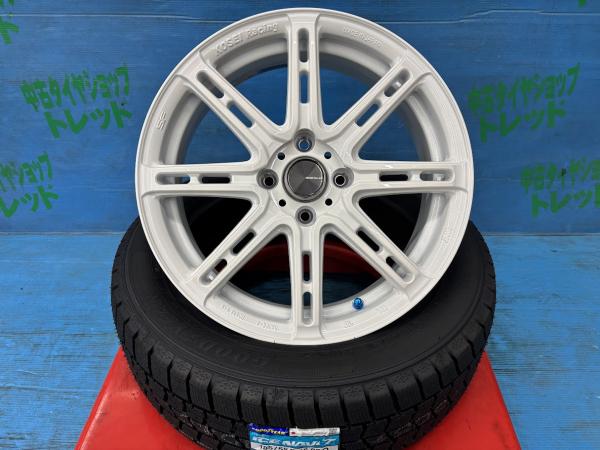 カローラフィールダー シャトル スイフト 185/55R16 スタッドレスタイヤアルミ 4本セット 新品冬タイヤ グッドイヤー アイスナビ 7 185/55/16 83Q 2025年製 展示アルミ KOSEIRACING SENEKA RP08 16インチ 6.0J+40 4H PCD100 冬タイヤ 庄 ホワイト 日本製 グレイス バレーノ