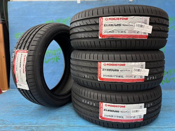 プリウス カローラツーリング BRZ 215/45R17 新品サマータイヤ4本セット ロードストーン ユーロヴィズスポーツ04 215/45/17 91W XL 2025年製 17インチ 夏タイヤ 庄 ポロ ミト 86 A1 スポーツバック ヴィッツ CT