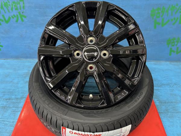 エブリイワゴン ソリオ デリカD：2 165/60R14 新品サマータイヤアルミ 4本セット 夏タイヤ ロードストーン ユーロヴィス スポーツ04 165/60/14 75H 2025年製 アルミ KYOHO デヴォーション D5 BK 14インチ 4.5J+45 4H PCD100 夏タイヤ 庄 NV100クリッパーリオekアクティブ