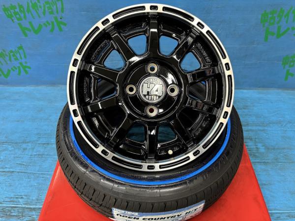 デリカミニ N-BOX eKクロス 155/65R14 新品サマータイヤアルミ 4本セット 夏タイヤ トーヨー オープンカントリー H/T 2 ホワイトリボン 155/65/14 75H 2025年製 アルミ KYOHO H4motor X1 14インチ 4.5J+48 4H PCD100 夏タイヤ 庄 ウェイク サクラ タント|タイヤショップトレッド