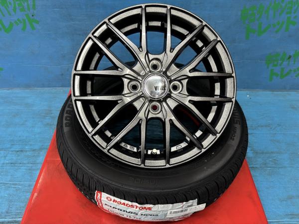 デイズルークス N-WGN タント モコ 155/65R14 新品輸入 サマータイヤアルミ 4本セット 夏タイヤ ロードストーン ユーロヴィス HP02 155/65/14 75T 2026年製 アルミ TREAD VENES FS01 HPSL 14インチ 4.5J+45 4H PCD100 夏タイヤ 庄 ワゴンRスマイル R2 ウェイク ミラジーノ｜タイヤショップトレッド