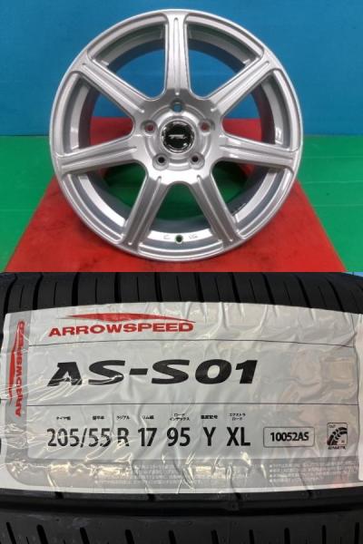 ステップワゴン ノア ヴォクシー ストリーム 4本セット 夏タイヤホイール トップラン 17インチ アロースピード AS-S01 205/55R17 95Y 庄 205/55/17 205-55-17 アクセラスポーツ サマータイヤ AZR60 AZR65 RK1 RK2 RK3 RK4 RK5 RK6 RK7｜タイヤショップトレッド 34,320円