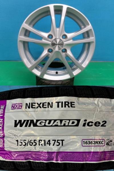 eKスペース ウェイク ワゴンR タント 4本セット 冬タイヤホイール YFC ENDETTA 14インチ ネクセン ウィンガードアイス2 155/65R14 75T 庄 155/65/14 155-65-14 フレア プレオ N-BOX モコ デイズ MK32 MK42 L575 L550 MG33 MF33 MJ23 MH23 スタッドレスタイヤ|タイヤショップトレッド