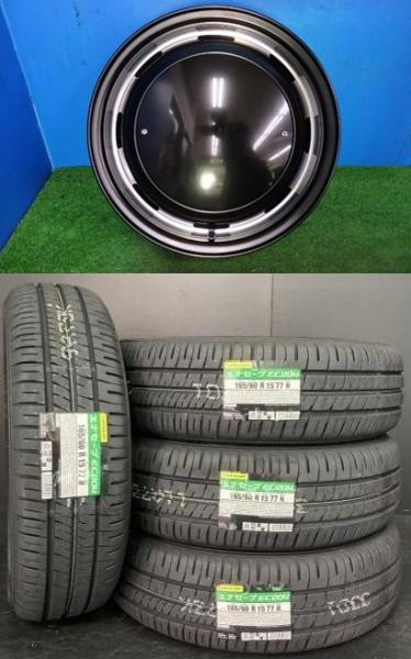 送料無料 社外アルミ 15インチ 4.5J +45 4H100 国産 夏タイヤ 165/60R15 ハスラー ソリオ キャスト Kei フレアクロスオーバー ピクシスジョイ 別