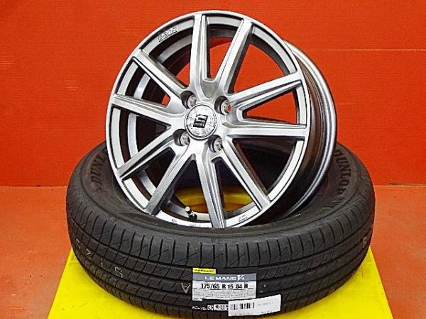 夏物SALE アクア スペイド イグニス 175/65R15 新品夏タイヤアルミセット 15X5.5 +43 4H100 2024年製 ダンロップLEMANSルマンV+ 日本製 NHP10 NCP141 NCP145 NSP140 NSP141 FF21S カローラアクシオ NKE165 NRE160 NRE161 NZE161 NZE164 iQ KGJ10 NGJ10 175/65-15 175-65-15｜タイヤショップトレッド