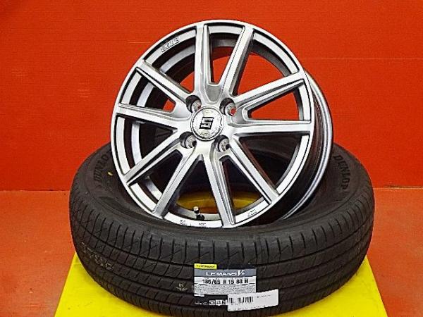 夏物SALE E12ノート デミオ 185/65R15 新品夏タイヤアルミセット 15X5.5 +43 4H100 2024年製 ダンロップLEMANSルマンV+ 日本製 E12 HE12 NE12 SNE12 DJ3AS DJ3FS DJ5AS DJ5FS DJLAS DJLFS 185/65-15 185-65-15 SC11 SJC11 SNC11 アクア MXPK10 MXPK11 MXPK15 MXPK16