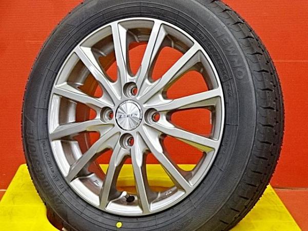 軽自動車に 4本セット 新品 155/65R14 ブリヂストン ニューノ 2025年製 国産 中古 LEBEN 14x4.5 +45 4H100 夏タイヤアルミセット サマータイヤ 155-65-14 B44W B45W B46W JF1 JF2 MK53S改 MK94S スペーシア N-BOX タント 軽カー
