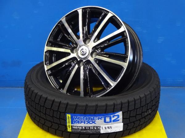 冬物一掃セール E13ノート GB3 4フリード 185/65R15 スタッドレスアルミセット 中古 15X5.5 +50 4H100 新品 2025年製ダンロップウィンターマックス02 日本製 E13 SNE13 GB3 GB4 GP3 185/65-15 185-65-15