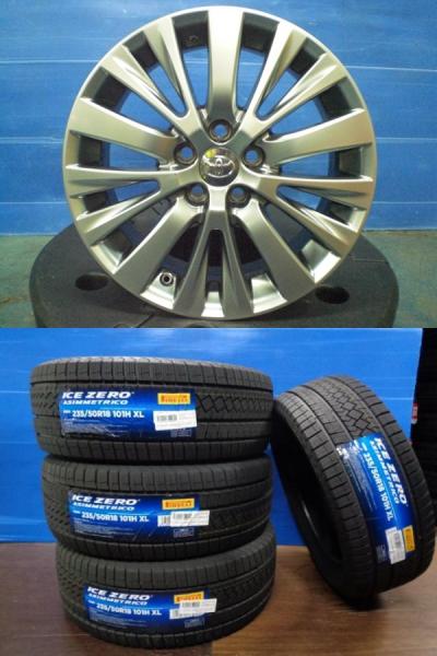 235/50-18 ピレリ ICEZERO ASINMMETRICO トヨタ アルファード 純正 18インチ 7.5J +45 5H114.3 新品 スタッドレス 中古 アルミ ホイール 4本 冬タイヤ 冬用 アルファード ヴェルファイア 30系 20系