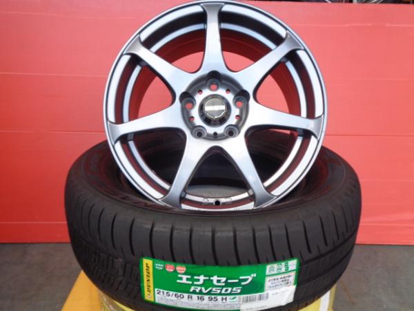 送料無料 215/60R16 DUNLOP RV505 ユーロエモーション 16インチ 7.0J +38 5H114 新品 タイヤ 中古 ホイール クラウン カムリ マークX 220系 50系 130系 2022-23年製