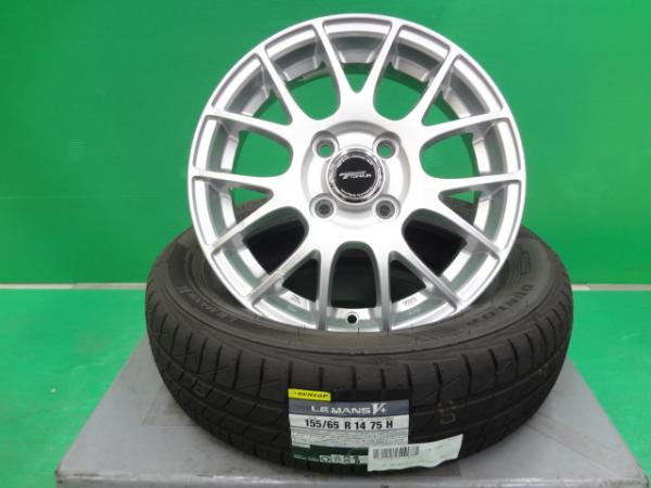 軽自動車 N-BOX キャンバス 155/65R14 新品タイヤ 中古アルミホイール 組込SET ダンロップ ルマンV+ 4本 トップラン 4.5J +45 4H100 送料無料 下妻 32,890円