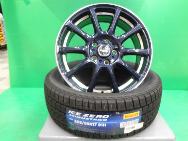 ノア VOXY 90 95系 新品 スタッドレスホイールSET ZX10 ブルー 17インチ 7.0J +38 5H114.3 スタッドレス 2022年製 ピレリ 205/55R17 4本 妻