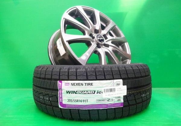 新品 EUROSPEED 16インチ 6.5J +48 5H100 ネクセン 205/55R16 4本 セット スタッドレス NEXEN WINGUARD レクサス 200h トヨタ カローラ GR86 スバル 5H100 冬 スノー 205/55/16 205/55-16 妻|タイヤショップトレッド
